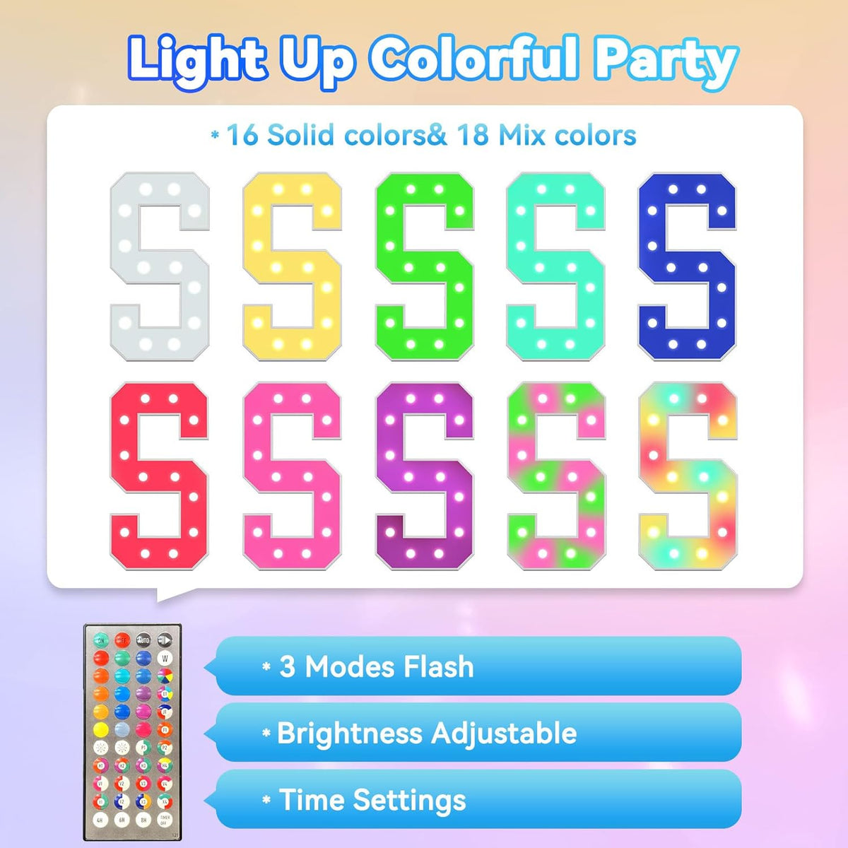 Ledido 4FT Marquee Light Up Letters, 34 Colors Changing Marquee Letter 4 Feet Tall with Remote, Big