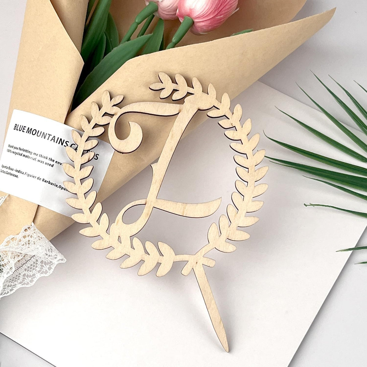 LINGTEER Personalized Inital Letter Z Wooden Cake Topper Perfect for Birthday Rustic Wedding