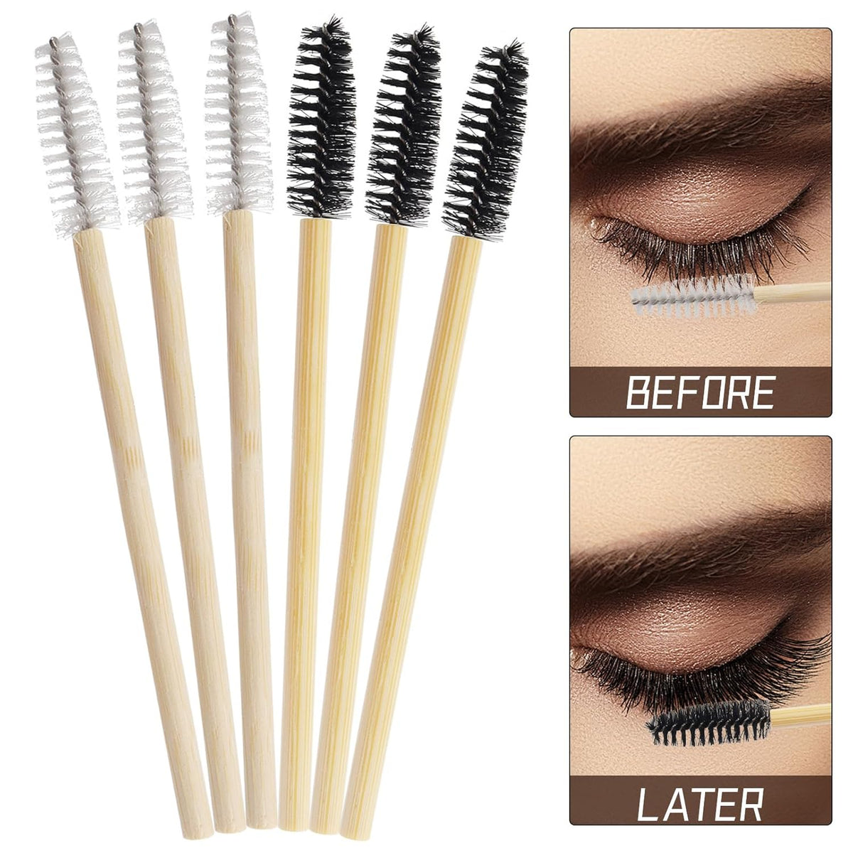 300PCS Disposable Mascara Wands Spoolie Brush Crystal Eyebrow Brushes Eyelash Extension Applicator