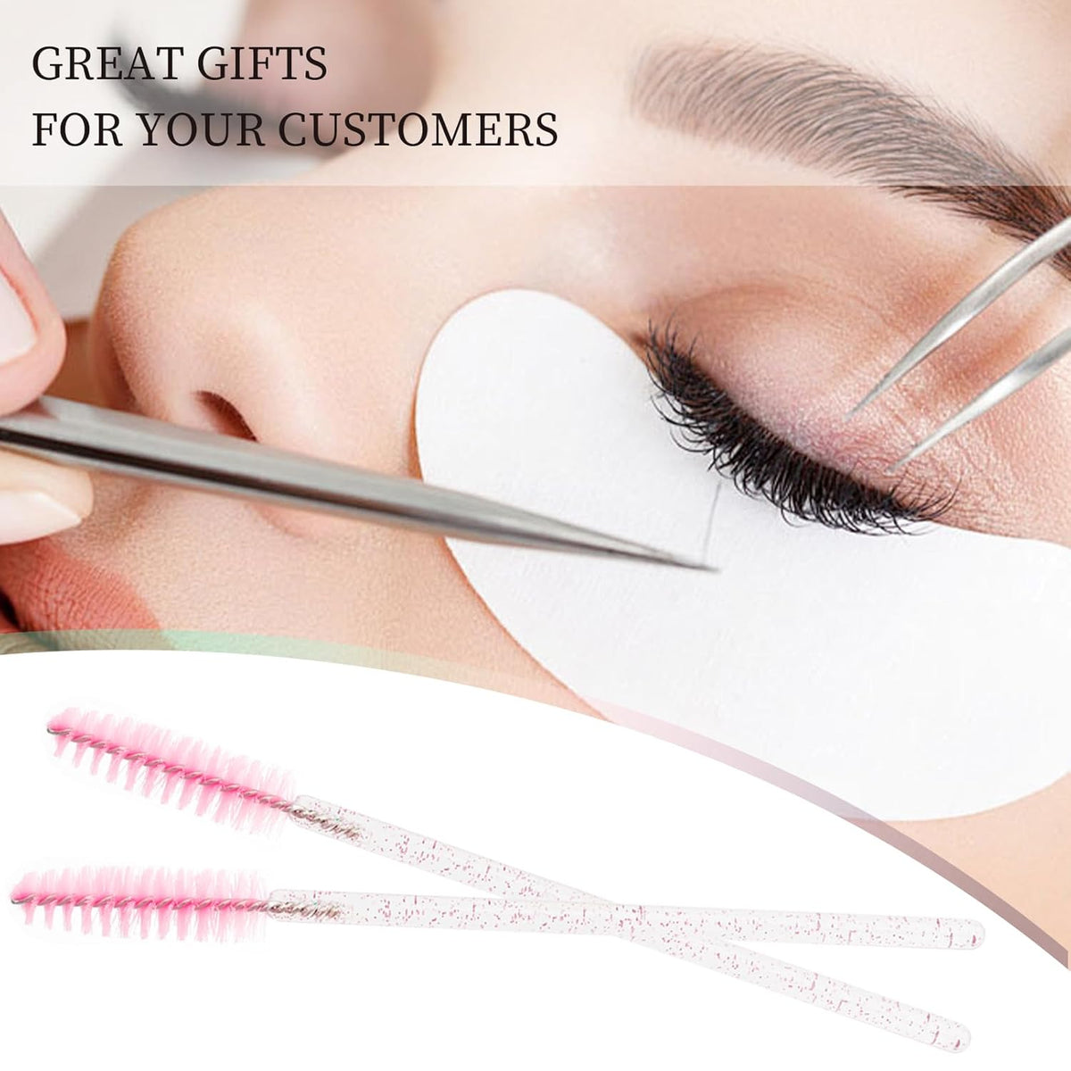 300PCS Disposable Mascara Wands Spoolie Brush Crystal Eyebrow Brushes Eyelash Extension Applicator