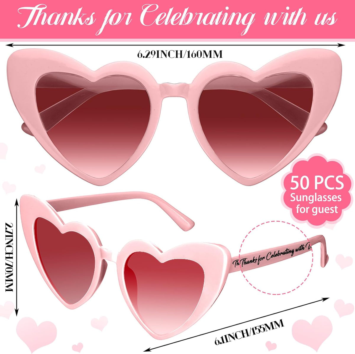 Vabean Wedding Heart Sunglasses Bulk Wedding Gifts Bachelorette Bridal Party Favors for Guests
