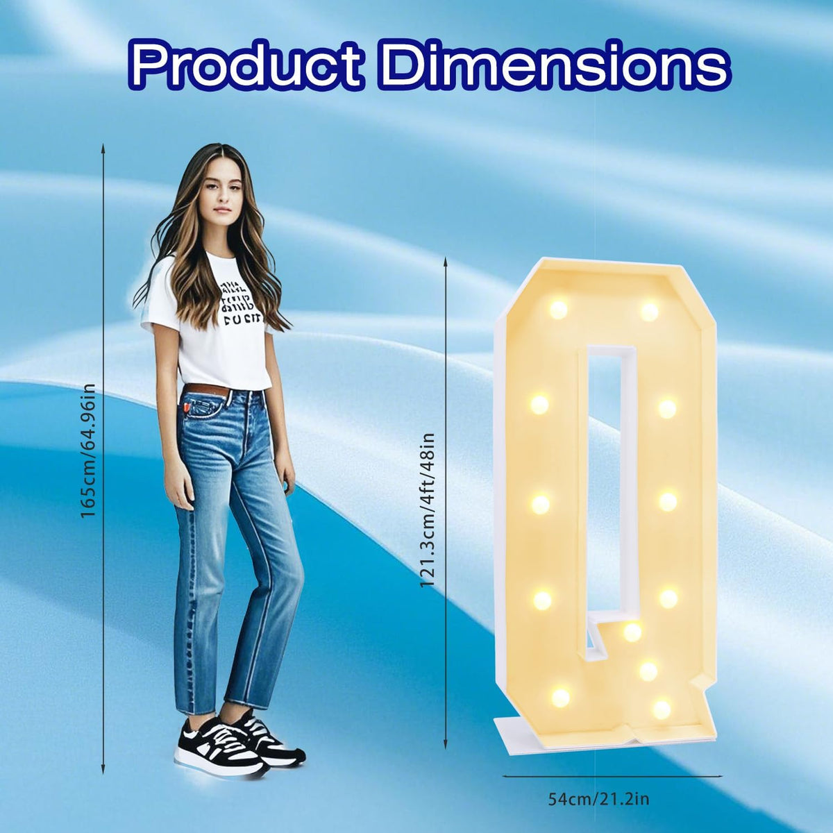 4FT Marquee Plastic Letters Q - Light up Letters Q Are Made from Corrugated Plastic Board - Quick