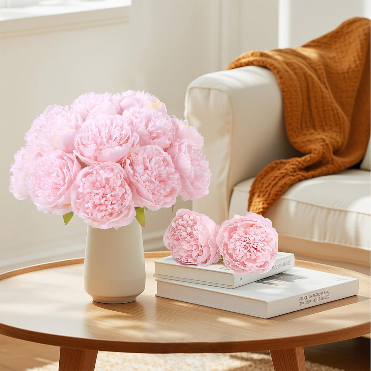 U'Artlines 20 Heads Artificial Peony Silk Flower Leaf Home Office Wedding Party Festival Bar Decor