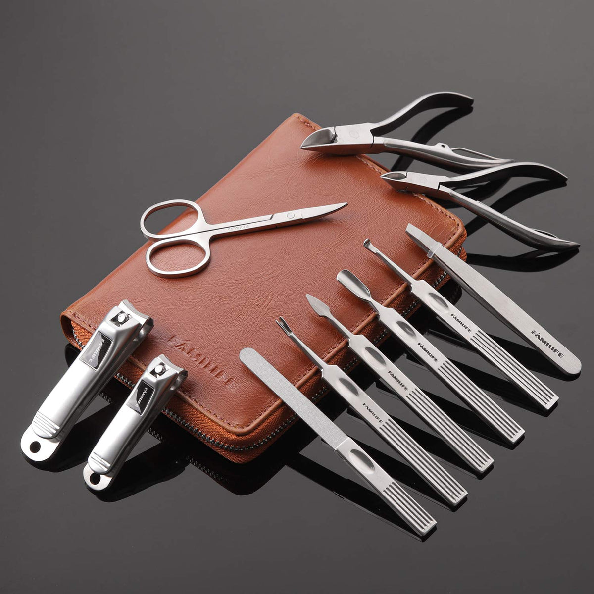 FAMILIFE Manicure Set, Professional Manicure Kit Nail Clippers Set 11 in 1 Stainless Steel Pedicure
