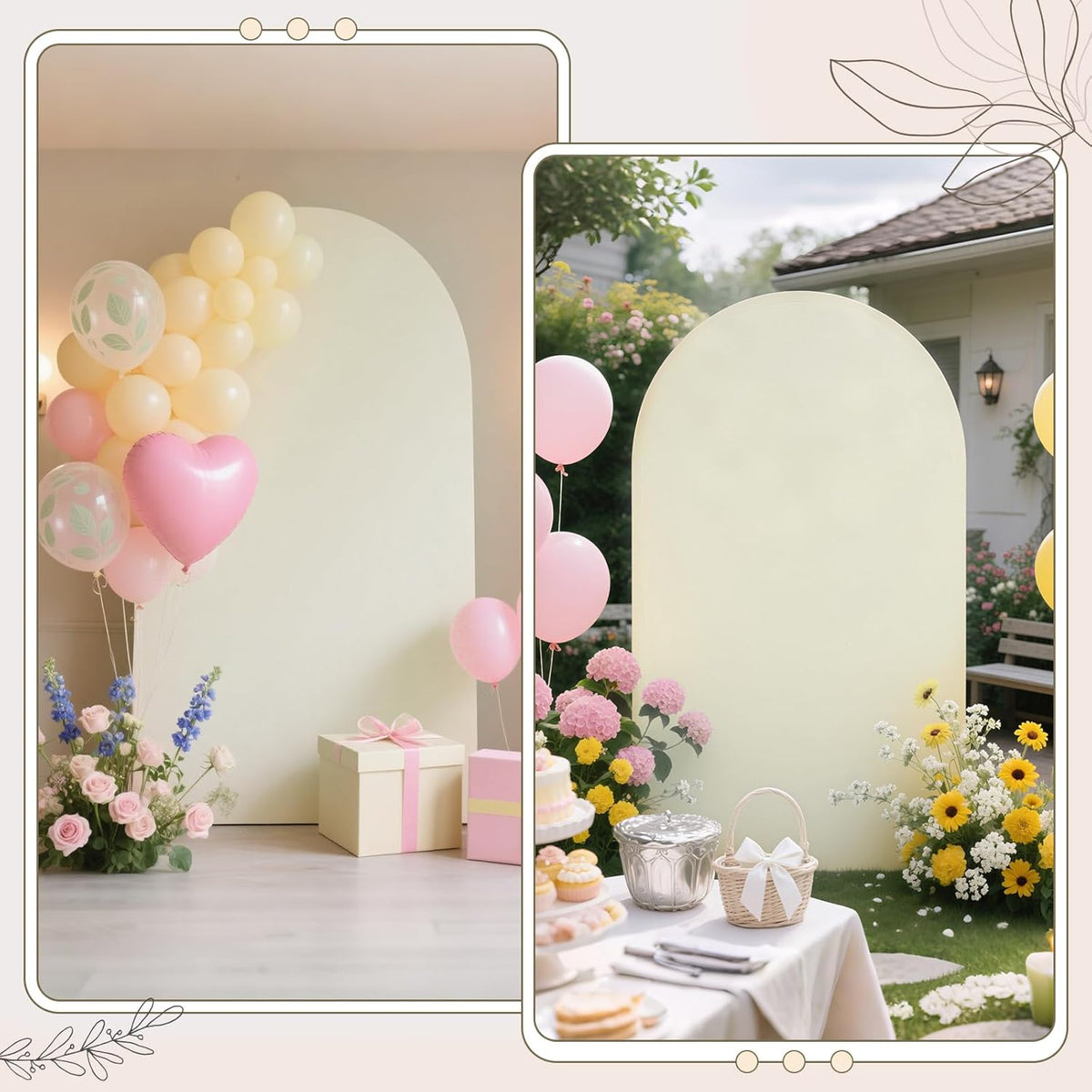 Ledido Wedding Arch Backdrop Cover 6FT Arch Covers Fitted Stretchy Spandex Round Top Stand Backdrop