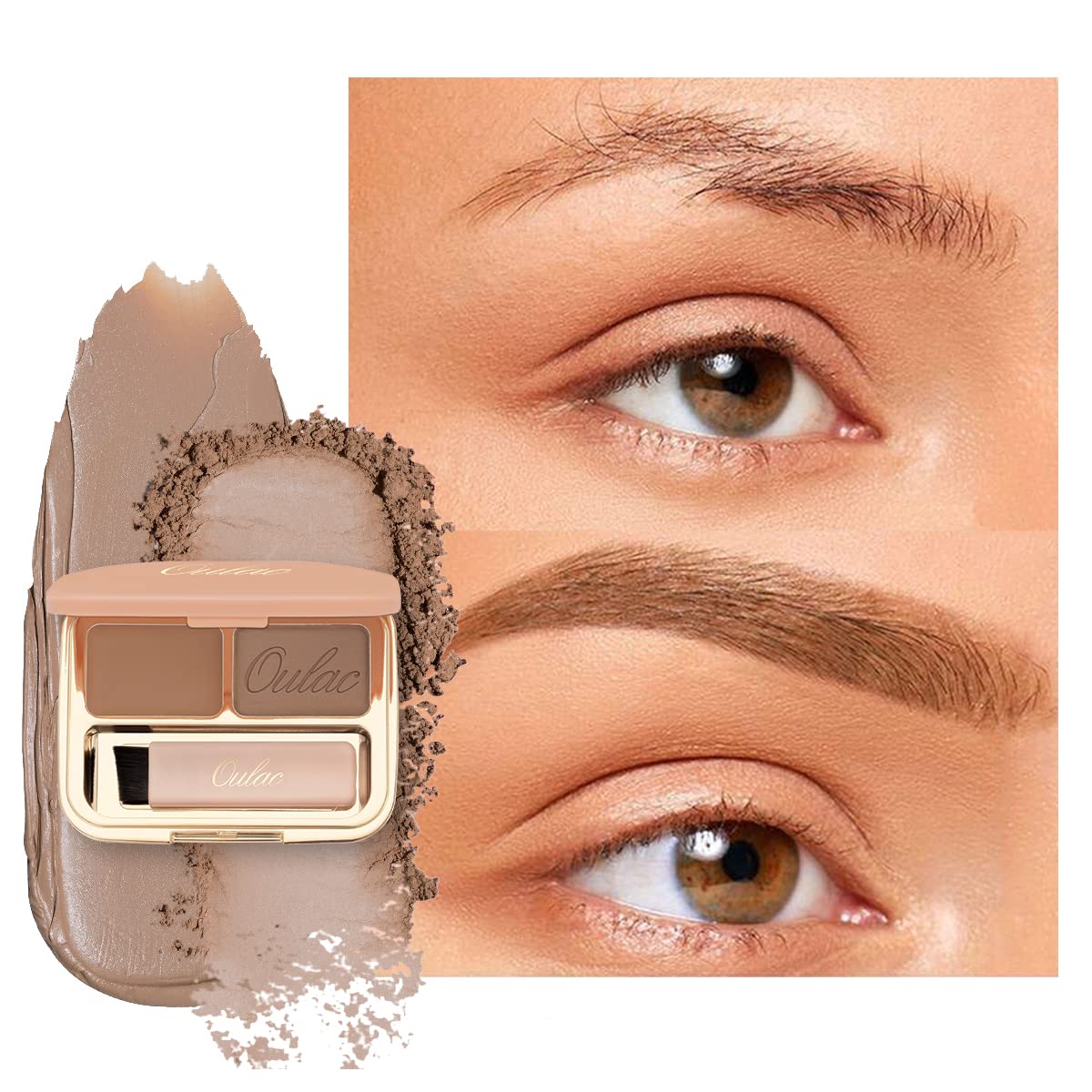 Oulac Waterproof Light Eyebrow Powder Kit with Brow Brush 2 in1 Long Lasting Instant Eyebrow Pomade