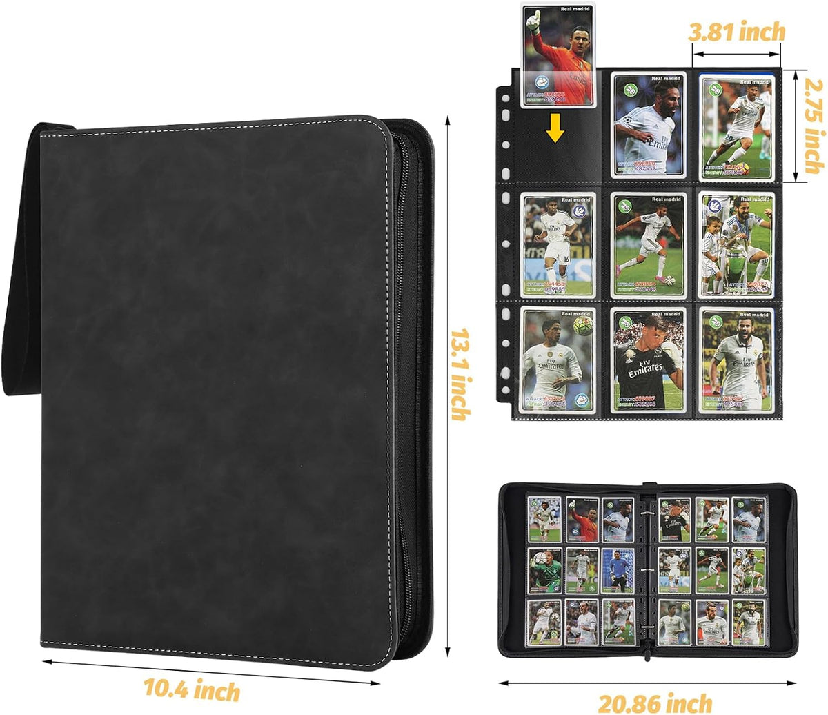 Trading Card Binder, Premium 9 Pocket Card Binder, 720 Double Sided Pocket PU Collection Binder