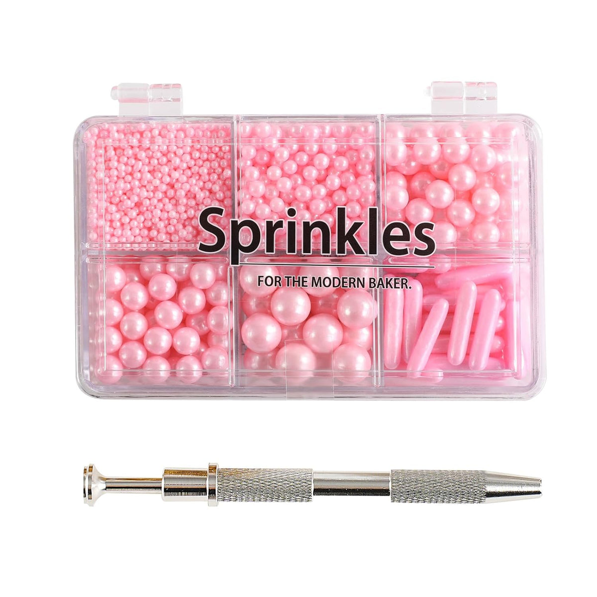 Kasvan Pink Mix Sugar Sprinkles - Edible Candy Pearls with 4-Claw Sprinkle Pen,118g/4.16 Oz, Gift