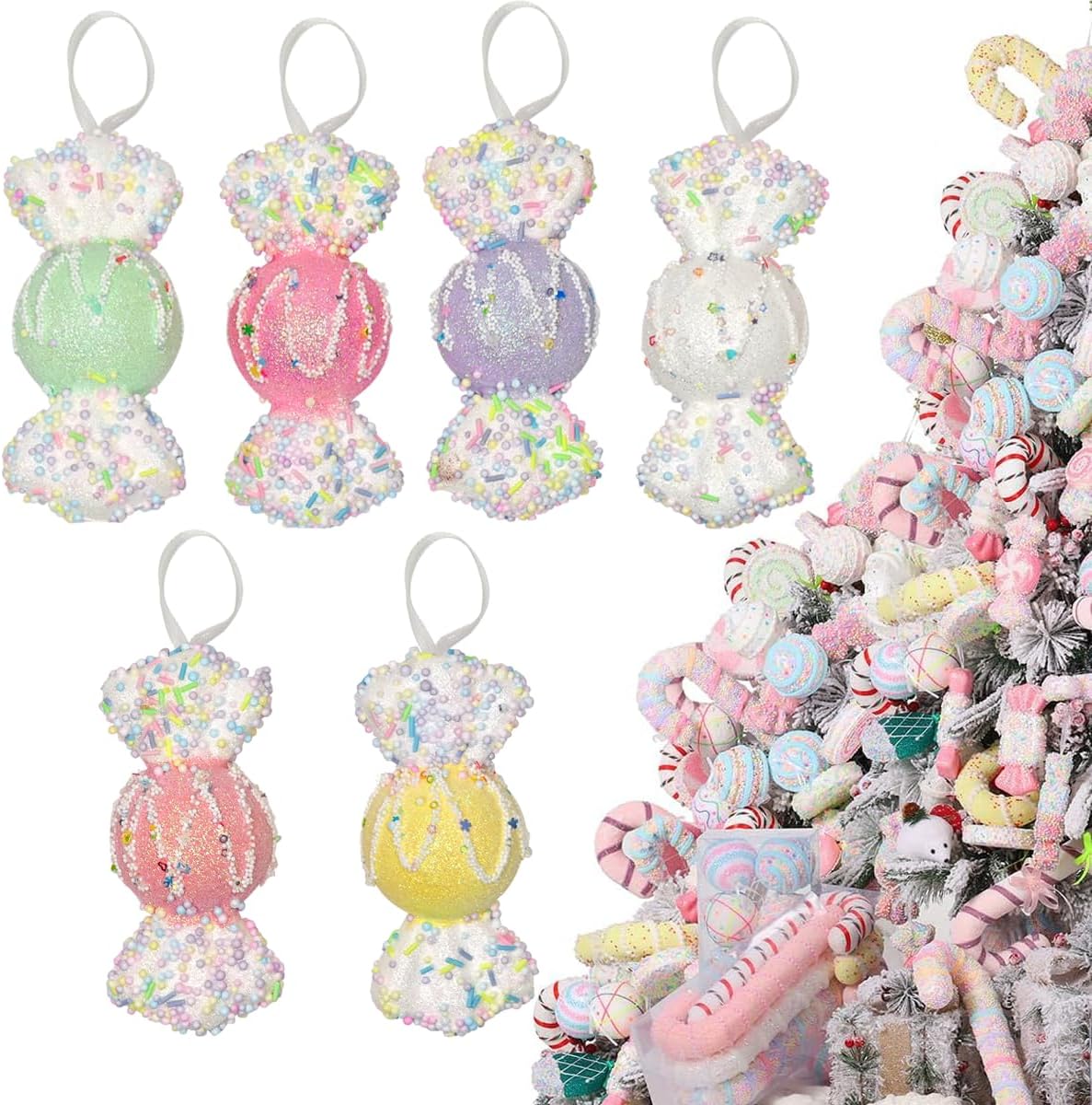 LANGXUN 6pcs Candy Land 2025 Xmas Birthday Party Wedding Suppiles Decoration, Hanging Candy Cane