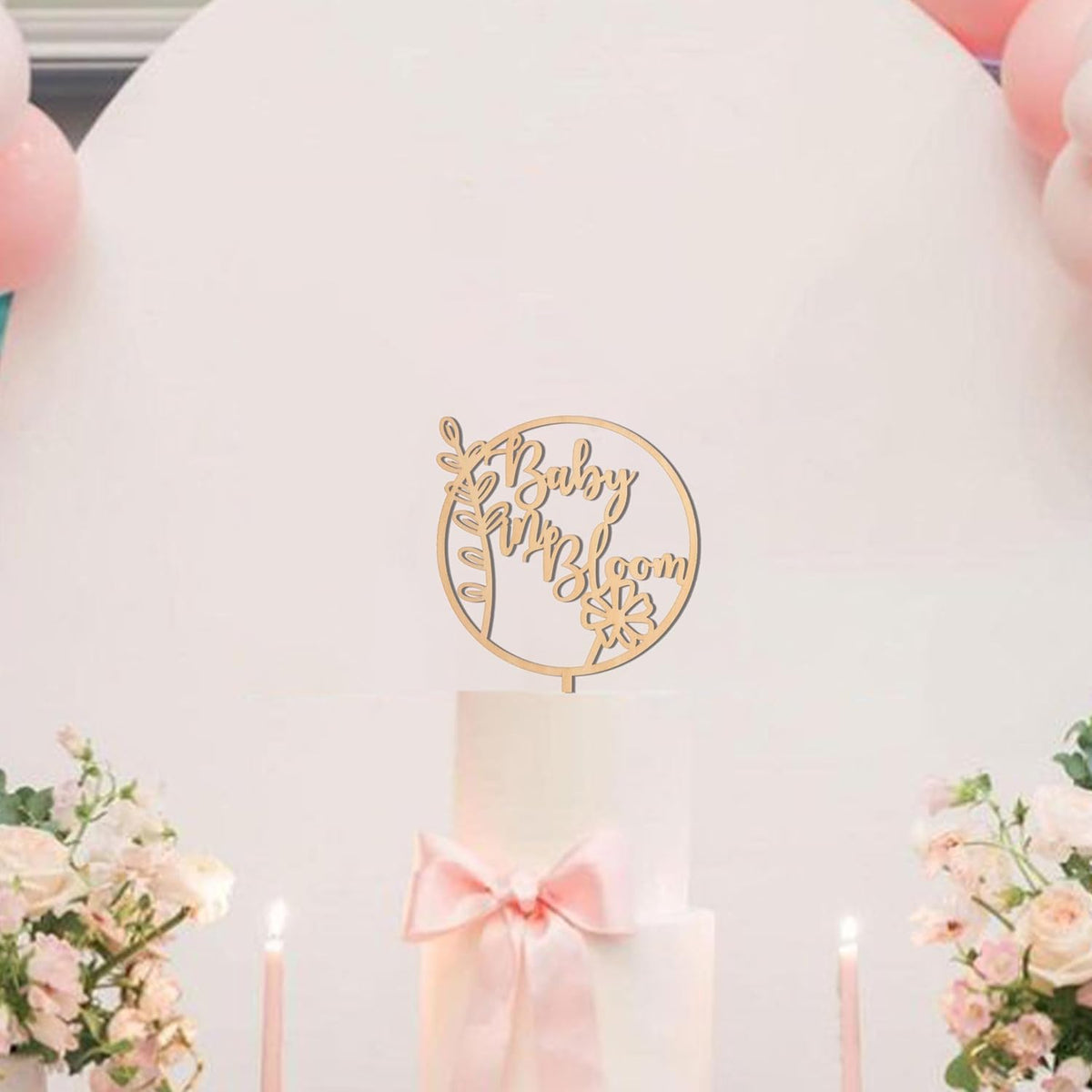 Baby In Bloom Cake Topper - Baby Shower Party Supplies,Pregnancy Reveal Cake Topper,Gender Reveal