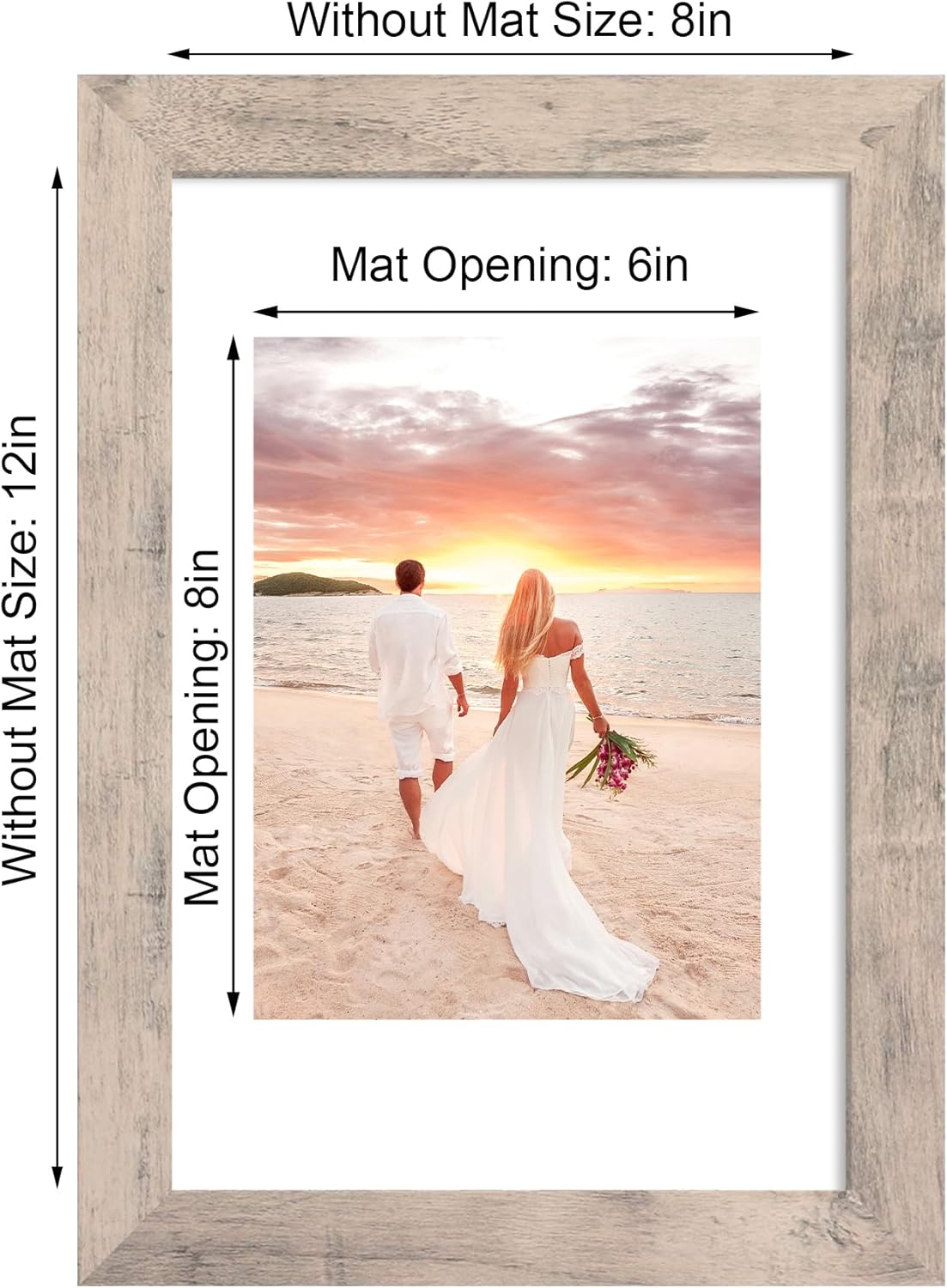 8x12 Picture Frame Set of 4 with High Definition Glass, Smoke Gray Frame Display 6x8 Picture with