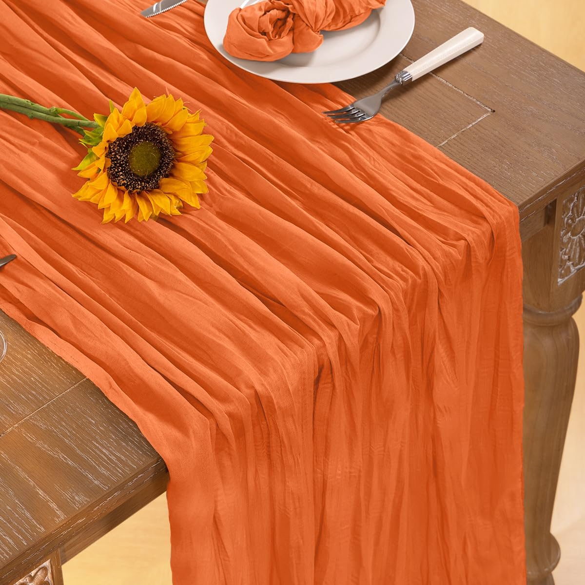 Orange Cheesecloth Table Runner 6 Pack Halloween Orange Table Runners Boho Gauze 120 Inches Cheese