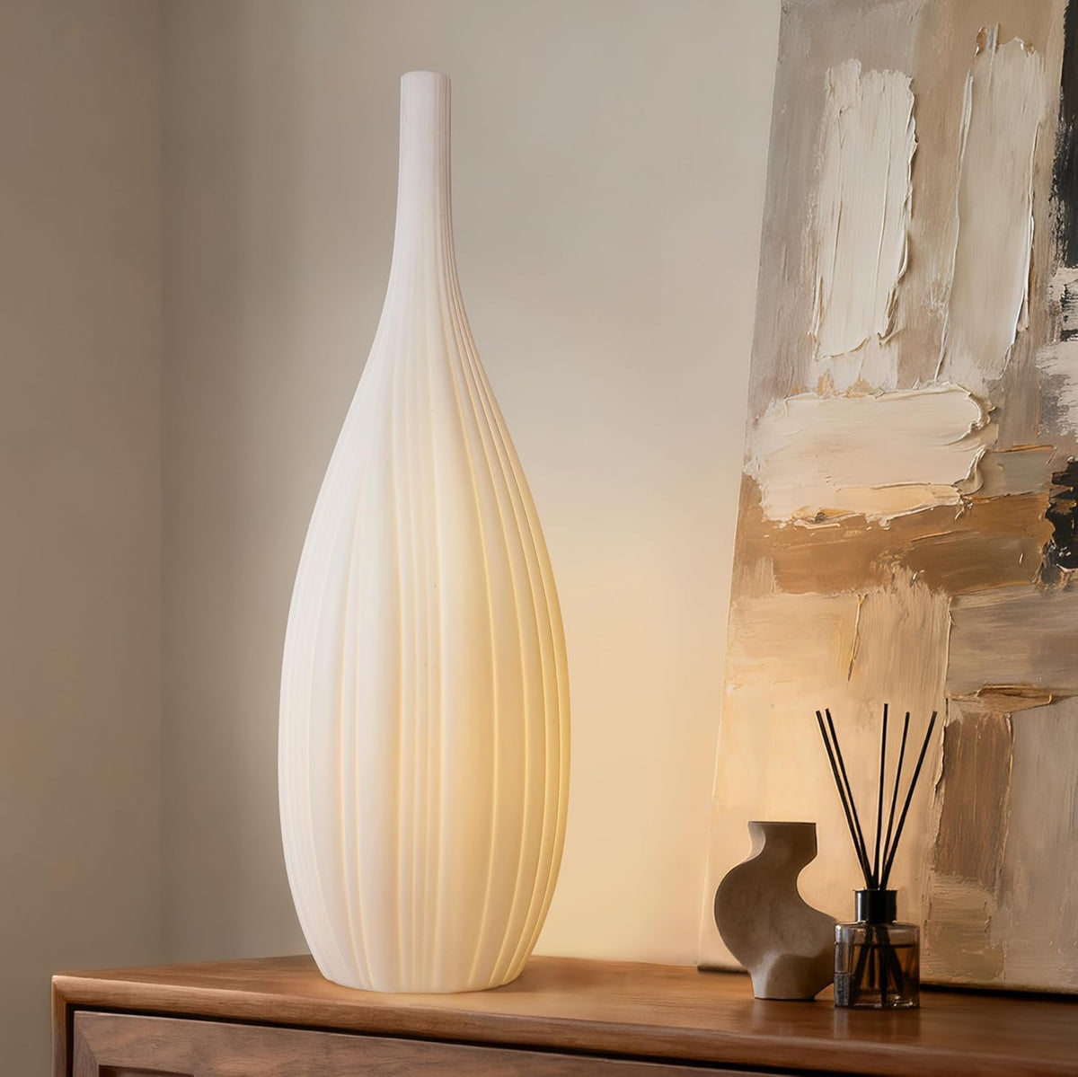 RONDURE 20.6" Modern Ceramic Table Lamp, Modern Bedside Lamps for Bedroom, Living Room and