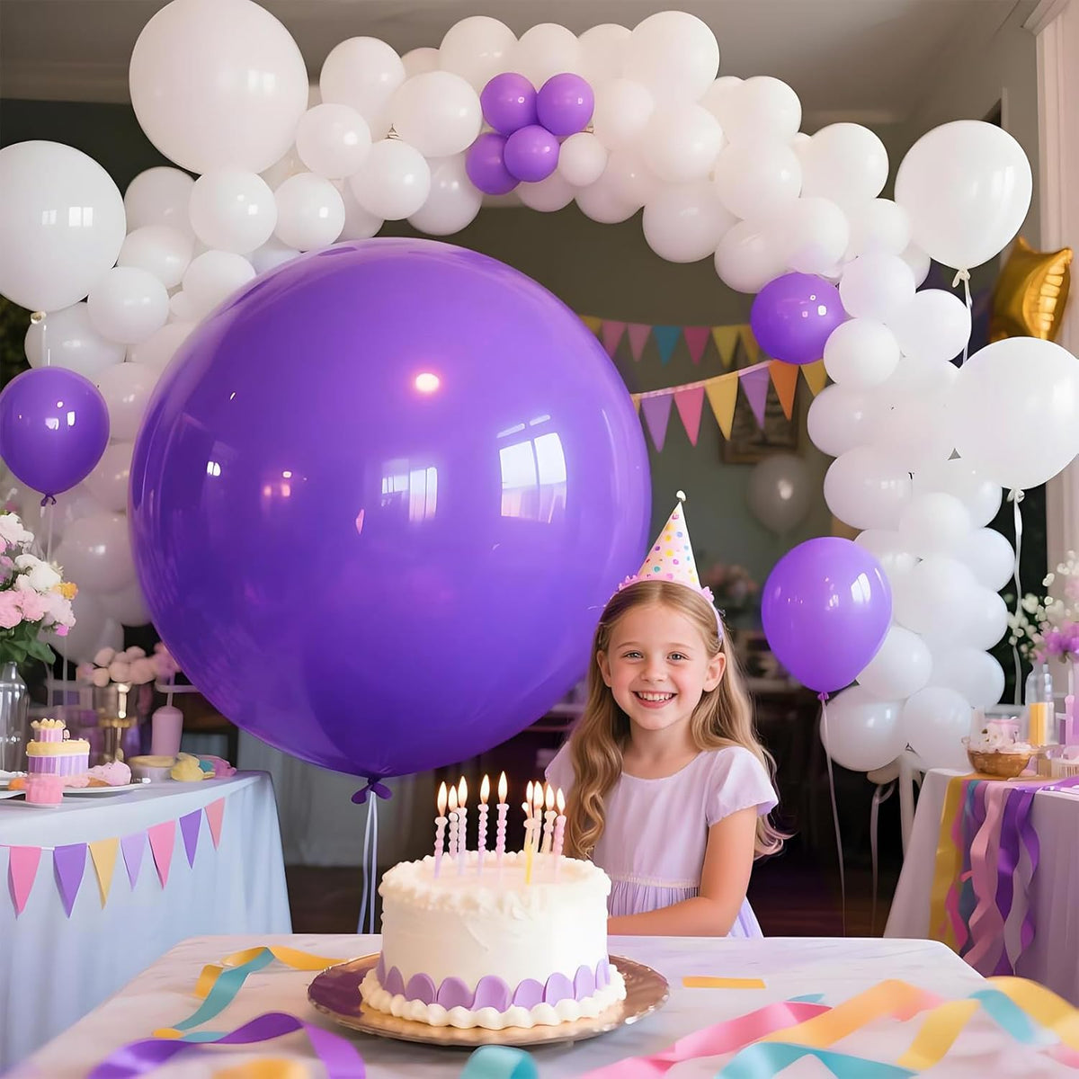 KAWKALSH Purple Balloons 9pcs, 36 Inch Large Balloons for Garland or Arch as Party Wedding Baby