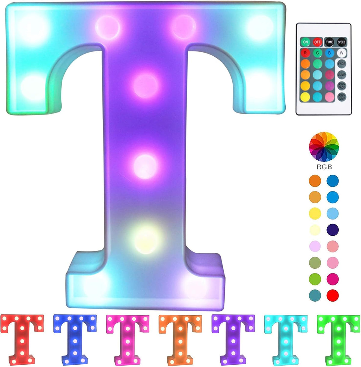 Pooqla Colorful LED Marquee Letter Lights with Remote – Light Up Marquee Signs – Party Bar Letters