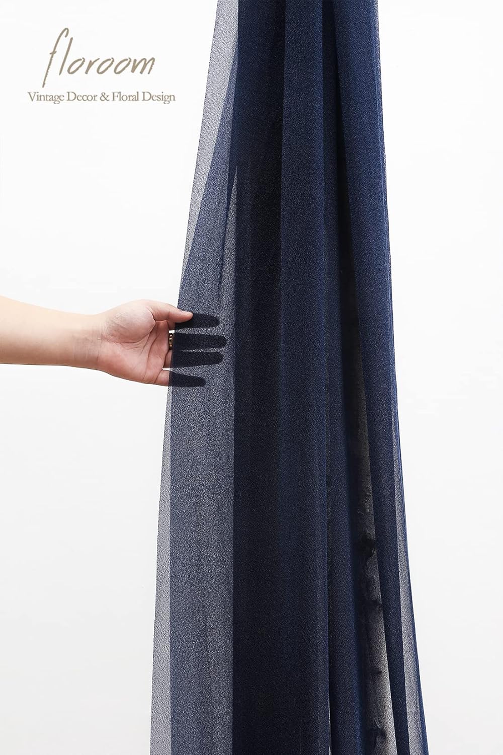 Floroom Wedding Arch Draping Fabric 2 Panels 20Ft Navy Blue Chiffon Fabric Drapes Arbor Drapery