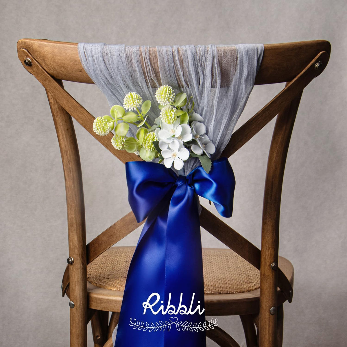 Ribbli Cobalt Blue Satin Ribbon 4 Inch Wide Dark Blue Ribbon for Wedding Chair Sash Grand Opening