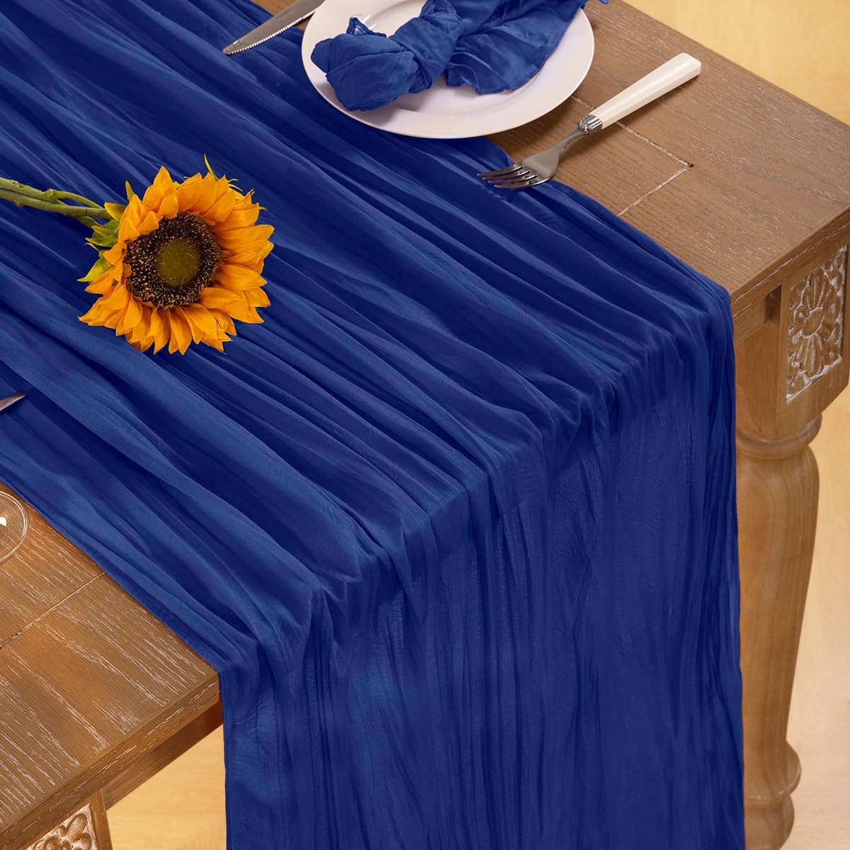 Royal Blue Cheesecloth Table Runner Blue 4 Pack Fall Table Runnerss Boho Gauze 120 Inches Fall