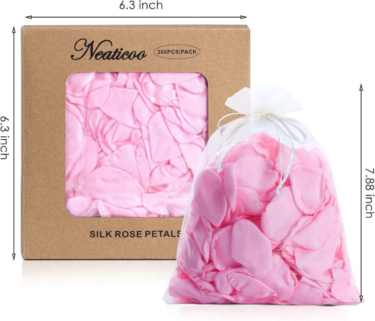 300pcs Silk Rose Petals Pink Artificial Flower Petals for Wedding Flower Girl Basket Table