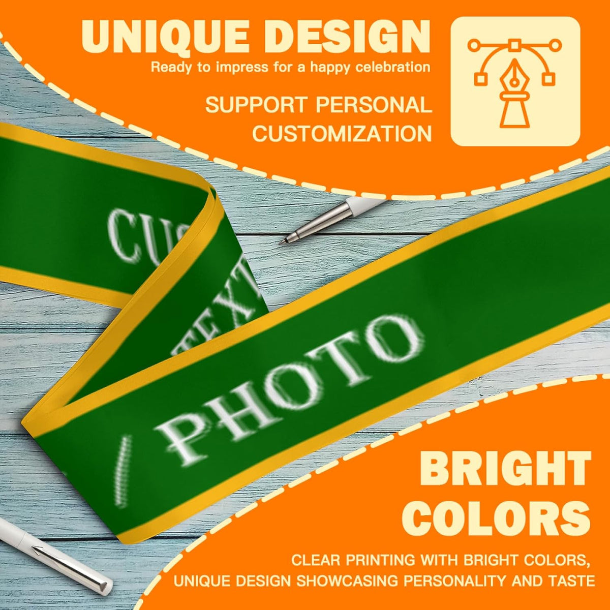 Custom Sash,Personalized Birthday Sash with Text Photo,Customized Bachelorette Sash Quote Sash