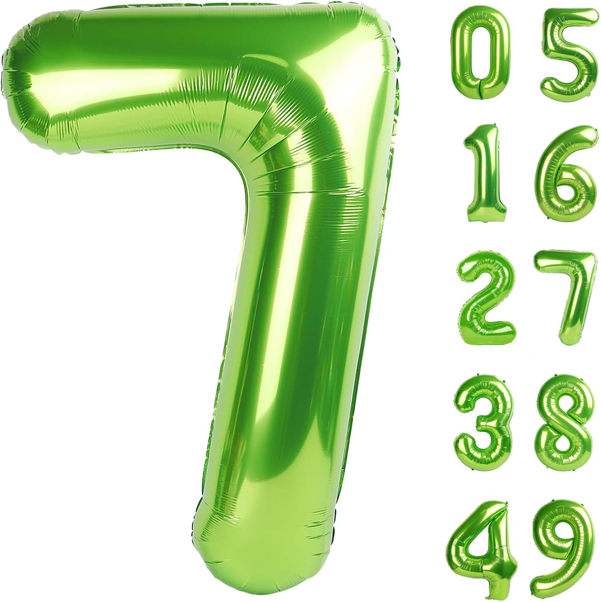 Light Green Number 7 Birthday Balloon 40 Inch, Digital Balloons for 7 17 27 70 77 Party Celebration
