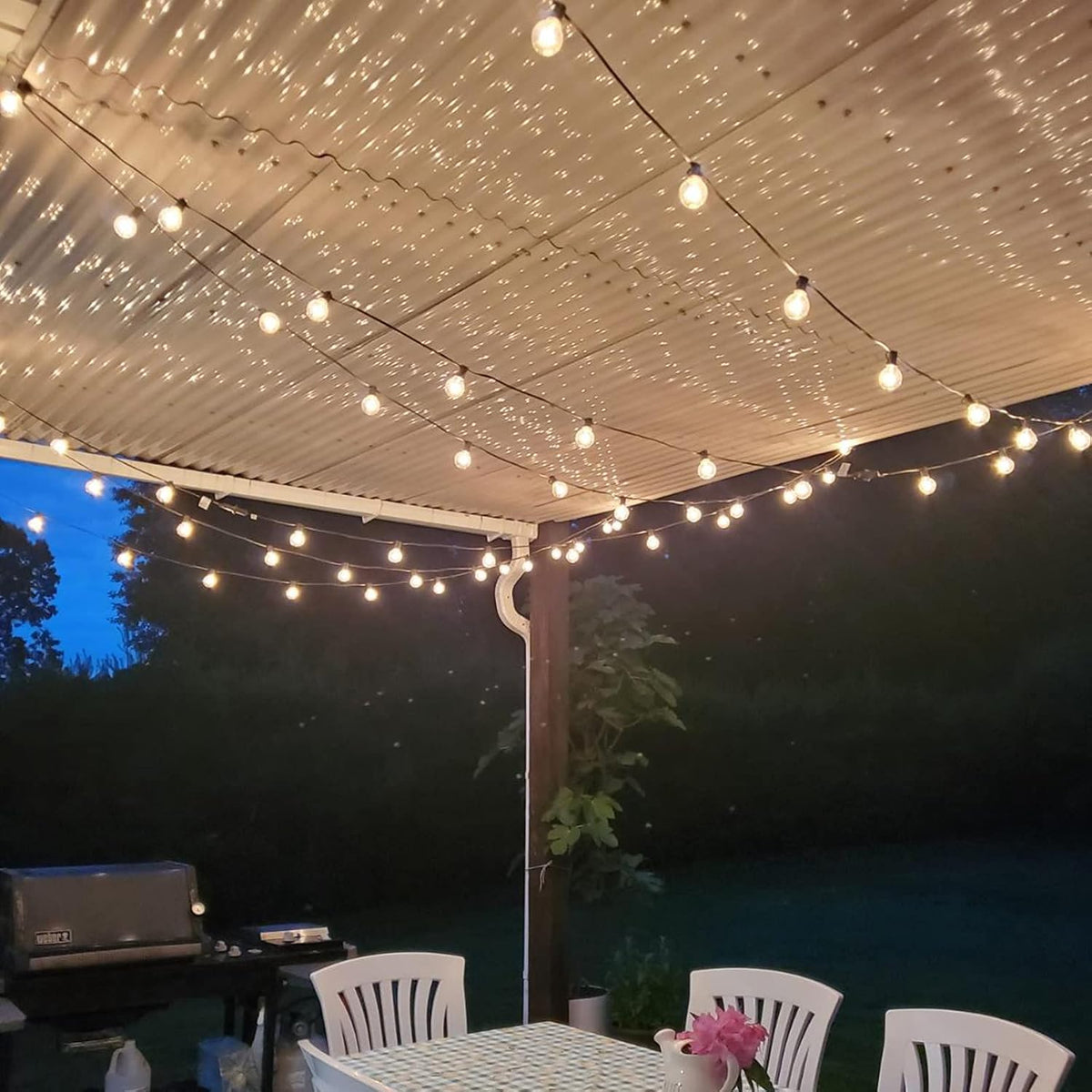 SUNSGNE 50ft Outdoor Globe String Lights G40 Patio String Lights with 53 Bulbs Connectable