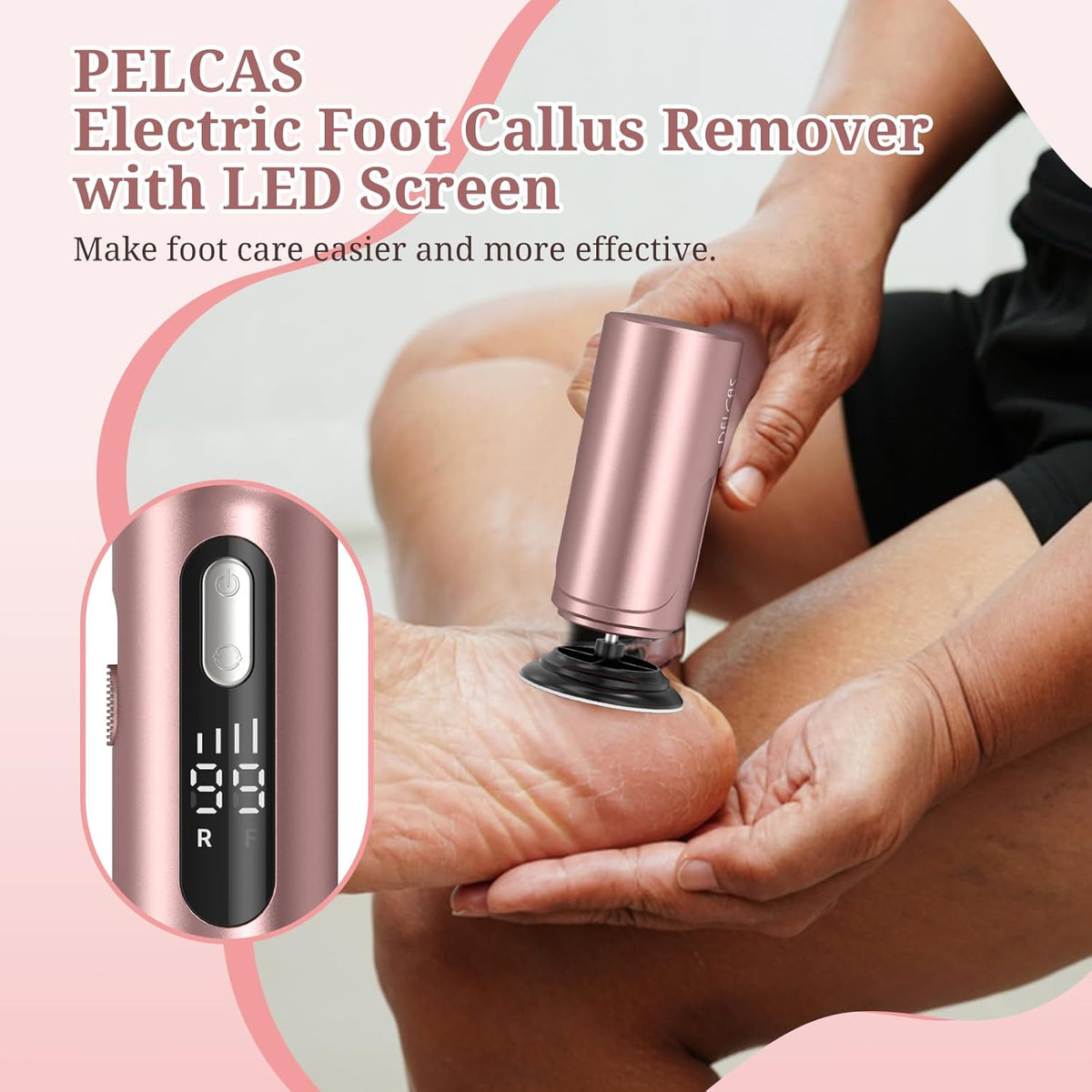 PELCAS Electric Foot Callus Remover with LED Screen, 2 in 1 Manicure & Pedicure Kit, Upgraded