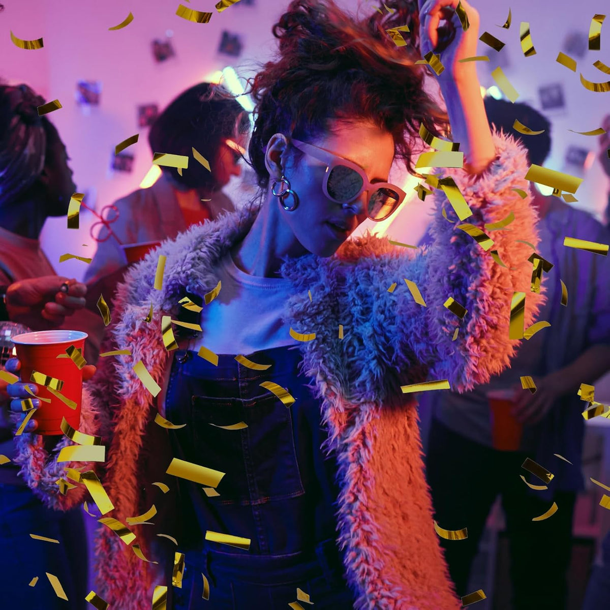 Gold Confetti Cannons for Any Celebration | 5-Pack 12-Inch Party Poppers for Weddings, Birthdays