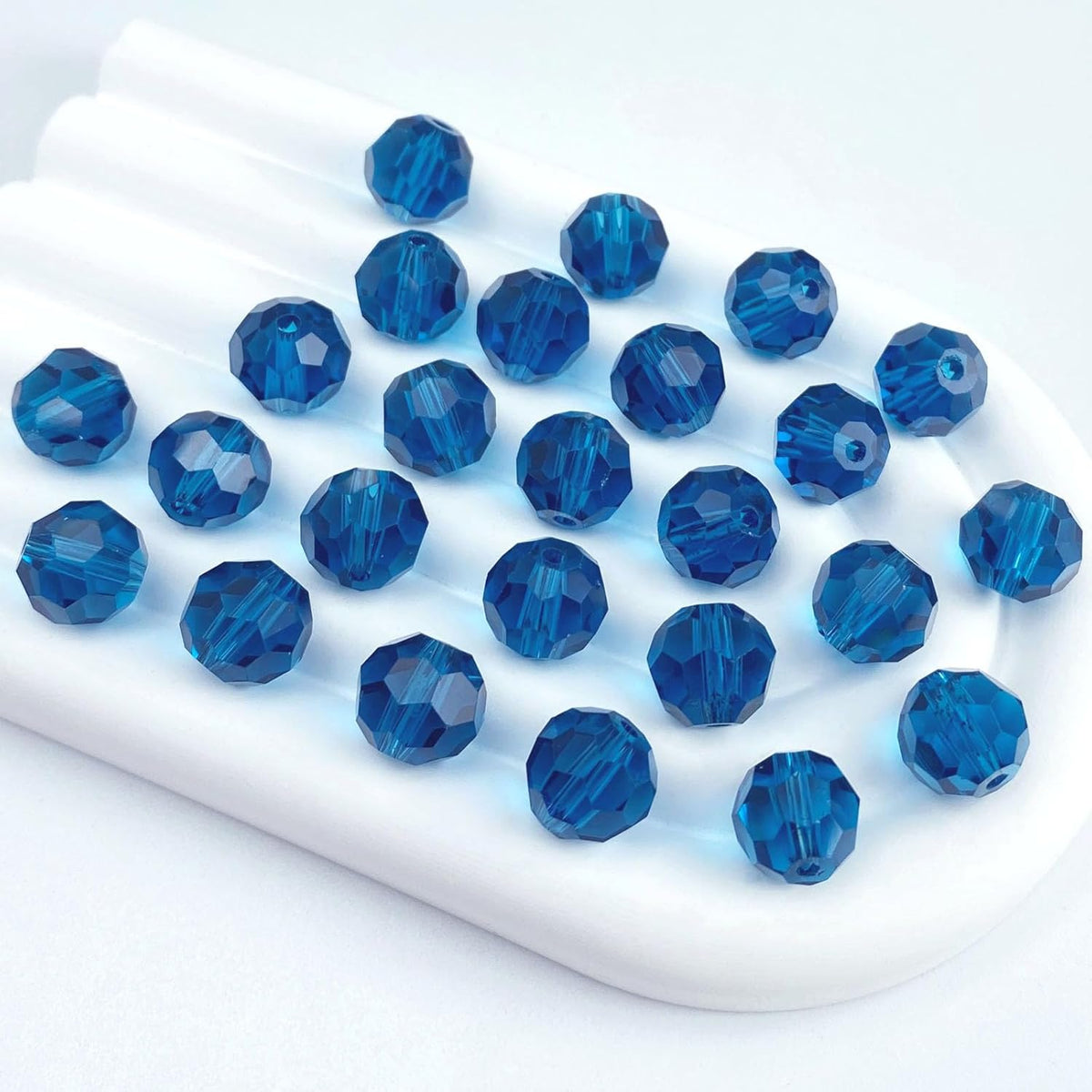 100 PCS 8mm Crystal Glass Beads Round Multiple Faceted Loose Spacer Glass Beads for DIY Handcrafte