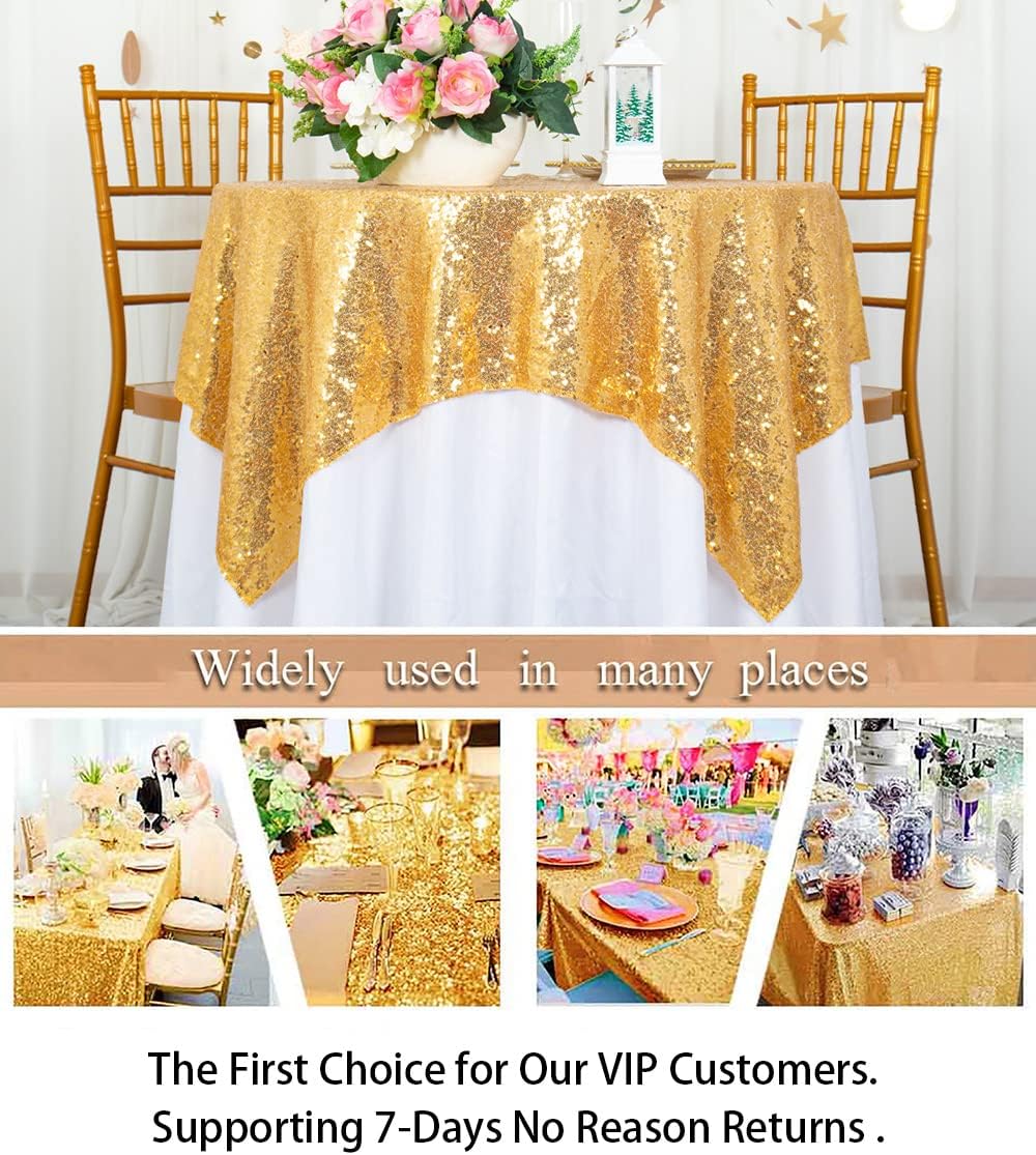 ShinyBeauty Sequin Tablecloth-Gold Sequin Table Overlay and Sequin Tablecloth/Linen for