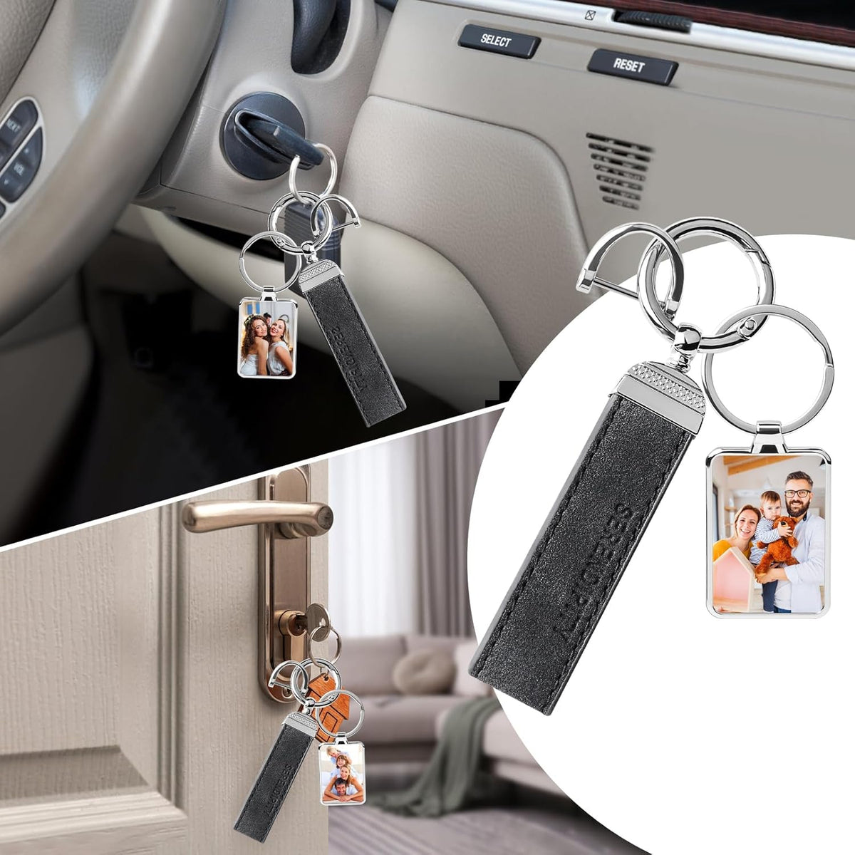 Double Side Custom Keychain with Picture Personalized Engraving Photo Text Customized Gifts for Men