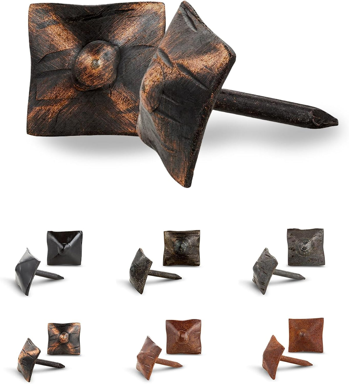 50 Pack 0.75" Square Head Iron Clavos Decorative Nails – Oil Rubbed Bronze – Handmade Rustic Square