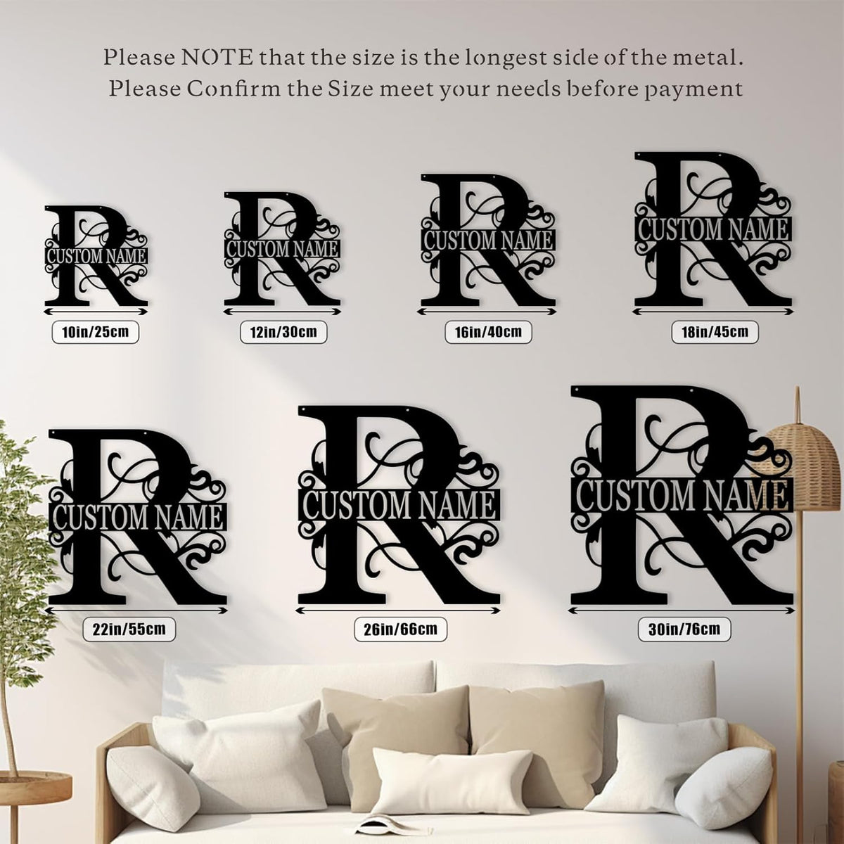 Custom Metal Name Sign, Personalized Family Last Name Signs for Home, Split Letter Monogram Wall