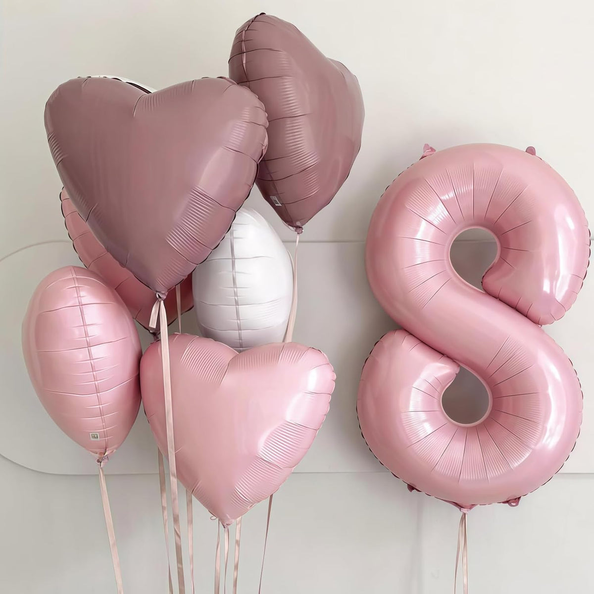 19th Birthday Balloon for Girls, 40 Inch Pastel Pink Number 19 Foil Balloons Self Inflating, Big