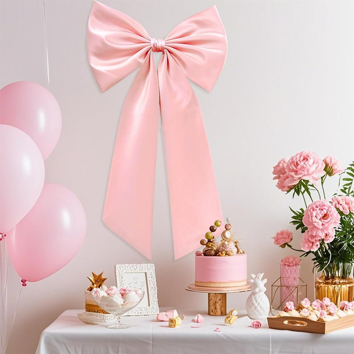 Large Pink Bow for Decorations Big Pink Ribbon Bows Banner Décor Large Bow Wall Hanging Decor for