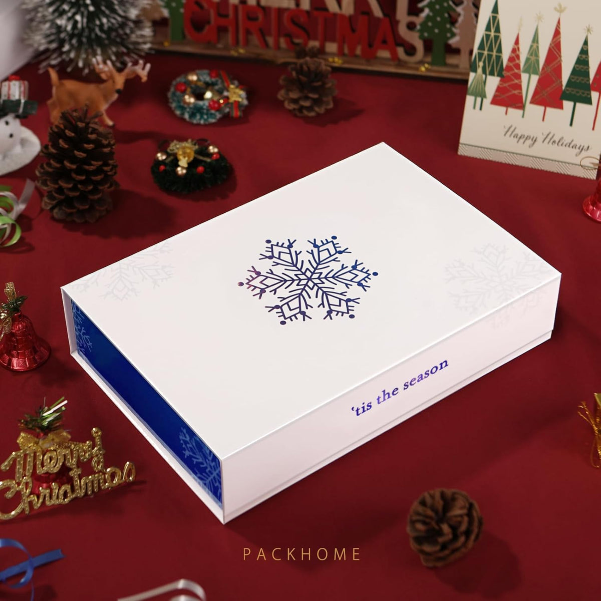 PACKHOME 6 Christmas Gift Boxes 13x9.7x3.4 Inches, Large Gift Boxes with Lids, Sturdy Shirt Boxes