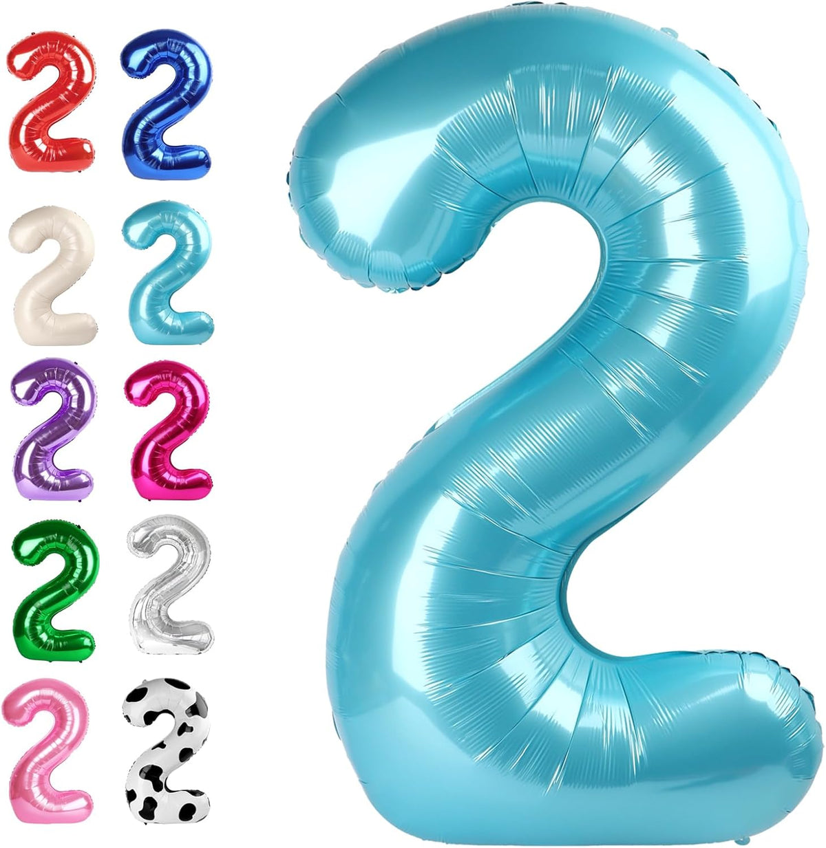 40 Inch Big Pearl Blue Number 2 Balloon Birthday Decoration, Number 2 Helium Balloon 12 20 22 23 24