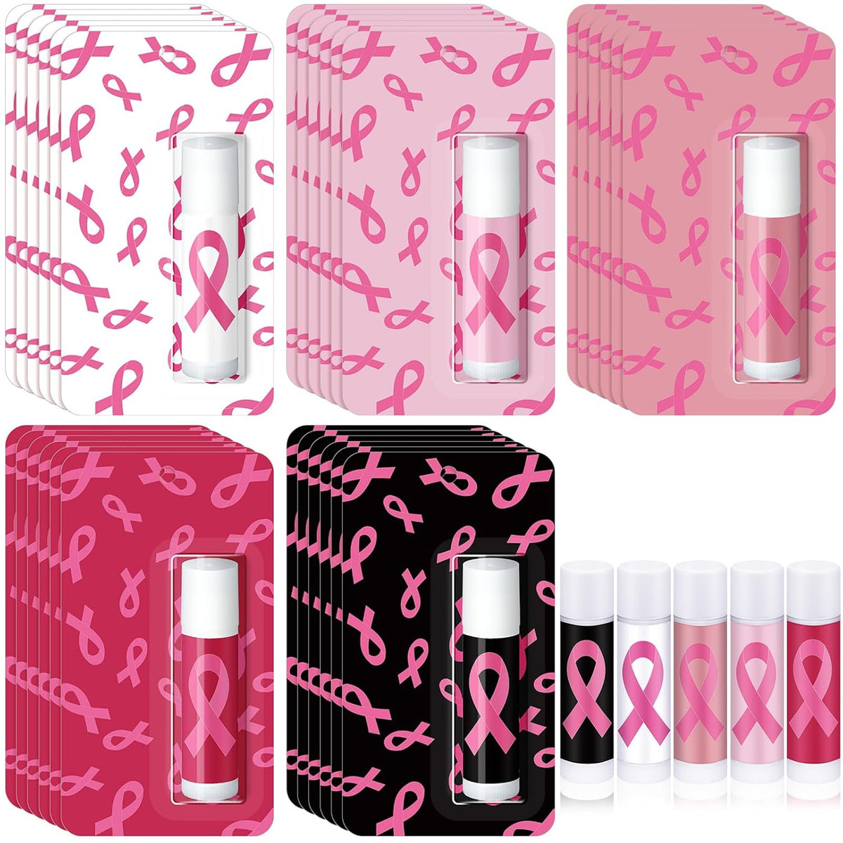 30 Pack Breast Cancer Awareness Accessories Gifts Bulk Lip Balms Favors Pink Ribbon Lip Balms
