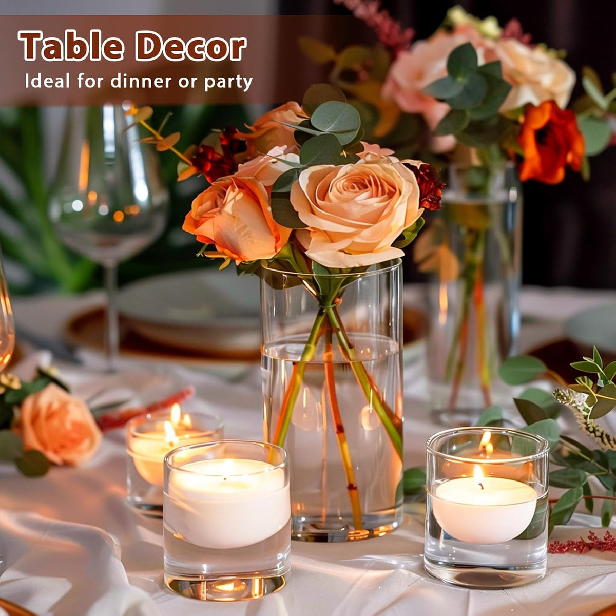 6 Inch Glass Cylinder Vases for Centerpieces | 12Pcs Clear Small Flower Vase for Wedding