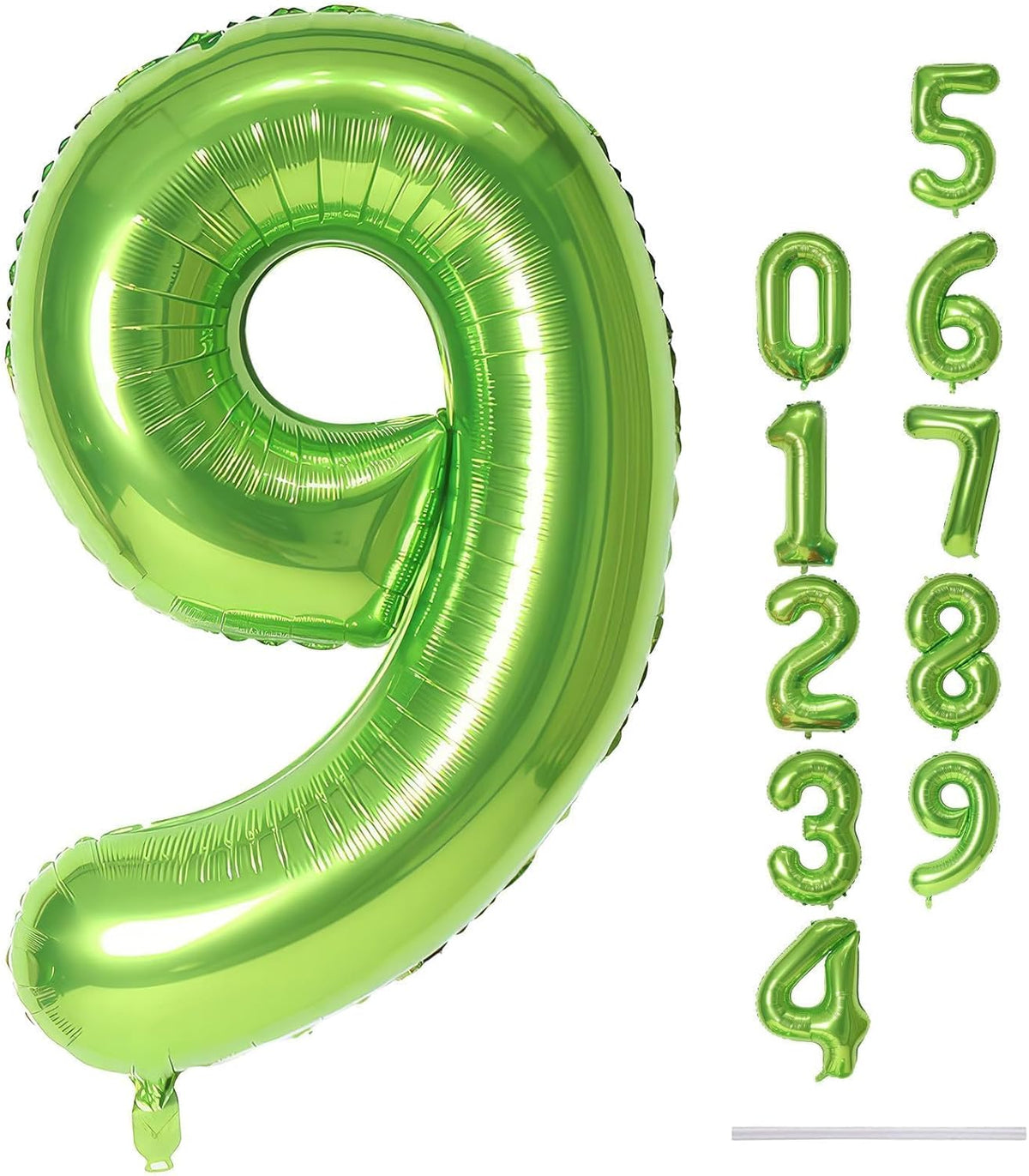 40 Inch Balloon Number 9 Green, Large Foil Number Balloons Set 0-9, Digital 9 Helium Balloons for