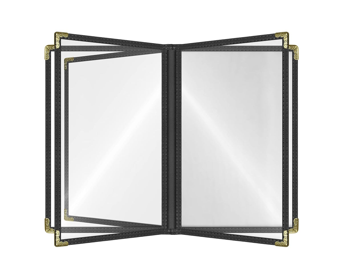 Goodsmart Restaurant Menu Covers – 25 Pack Black 10-View 8.5" x 14" Cafe Menu Holders, Side-Loading