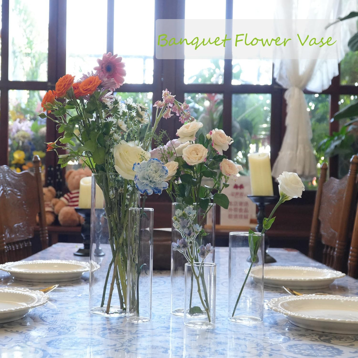 30pcs Glass Vase for Centerpieces, 4,6,7.5,8,10 inch Tall Clear Cylinder Flower Vase Bulk Floating
