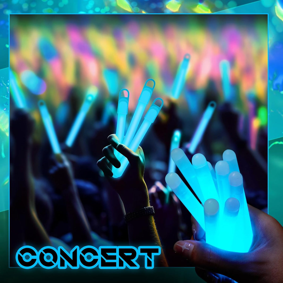 Lewtemi 4" or 6" 100 Pack Bright Glow Sticks Bulk, Glow in The Dark Party Supplies Birthday and