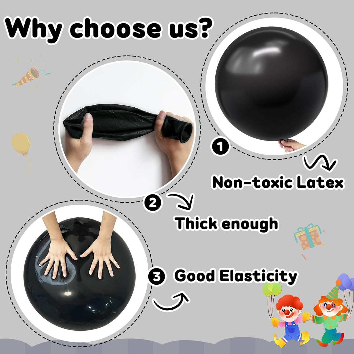 30 pcs Black Balloons 18 Inch - Large Thick Latex Balloon for Birthday Bridal Shower Wedding Party