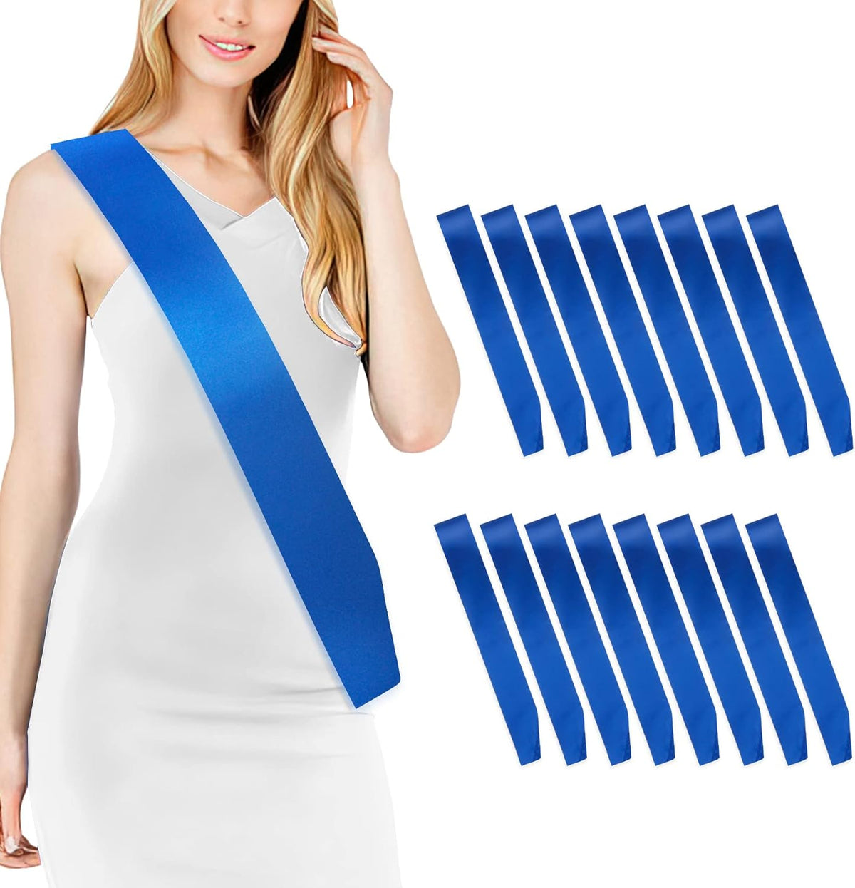 16 Pcs Sash Blank Satin Sash Royal Blue Sash Party, Bride To Be Sash, Plain Sash, Diy Sash Sashes