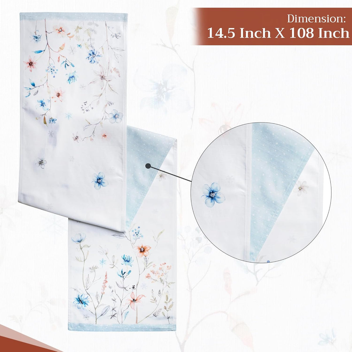 Maison d' Hermine Table Runner 100% Cotton Double Layer Table Runners 108 inches Long Decorative
