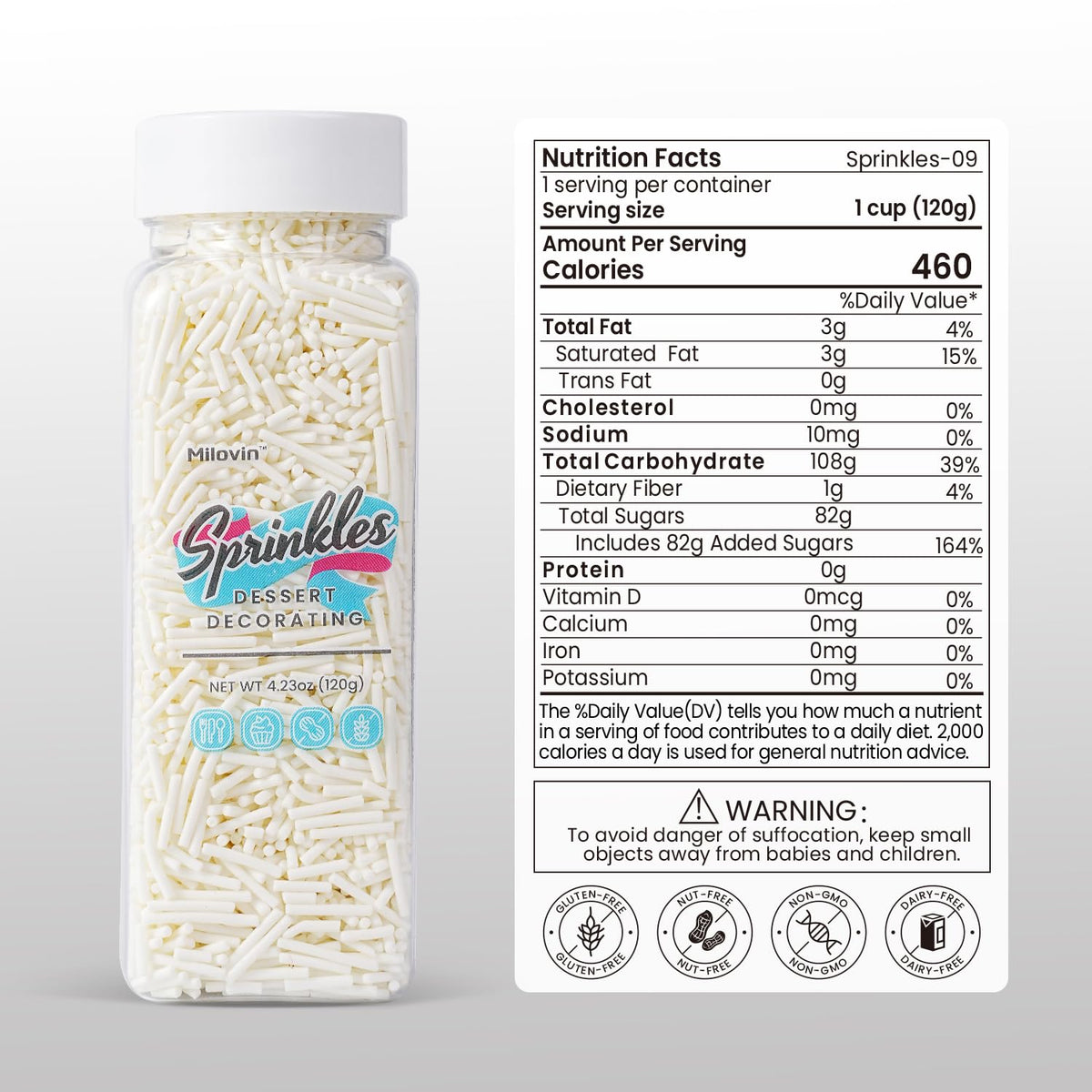 Edible White Sprinkles, White Jimmies Sprinkles, Jimmies for Cake Decorating, Cupcakes, Cake