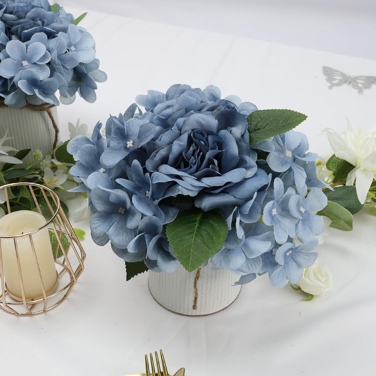 Flower Table Centerpieces - Set of 6 Floral Arrangement Artificial Wedding Hydrangeas Floral