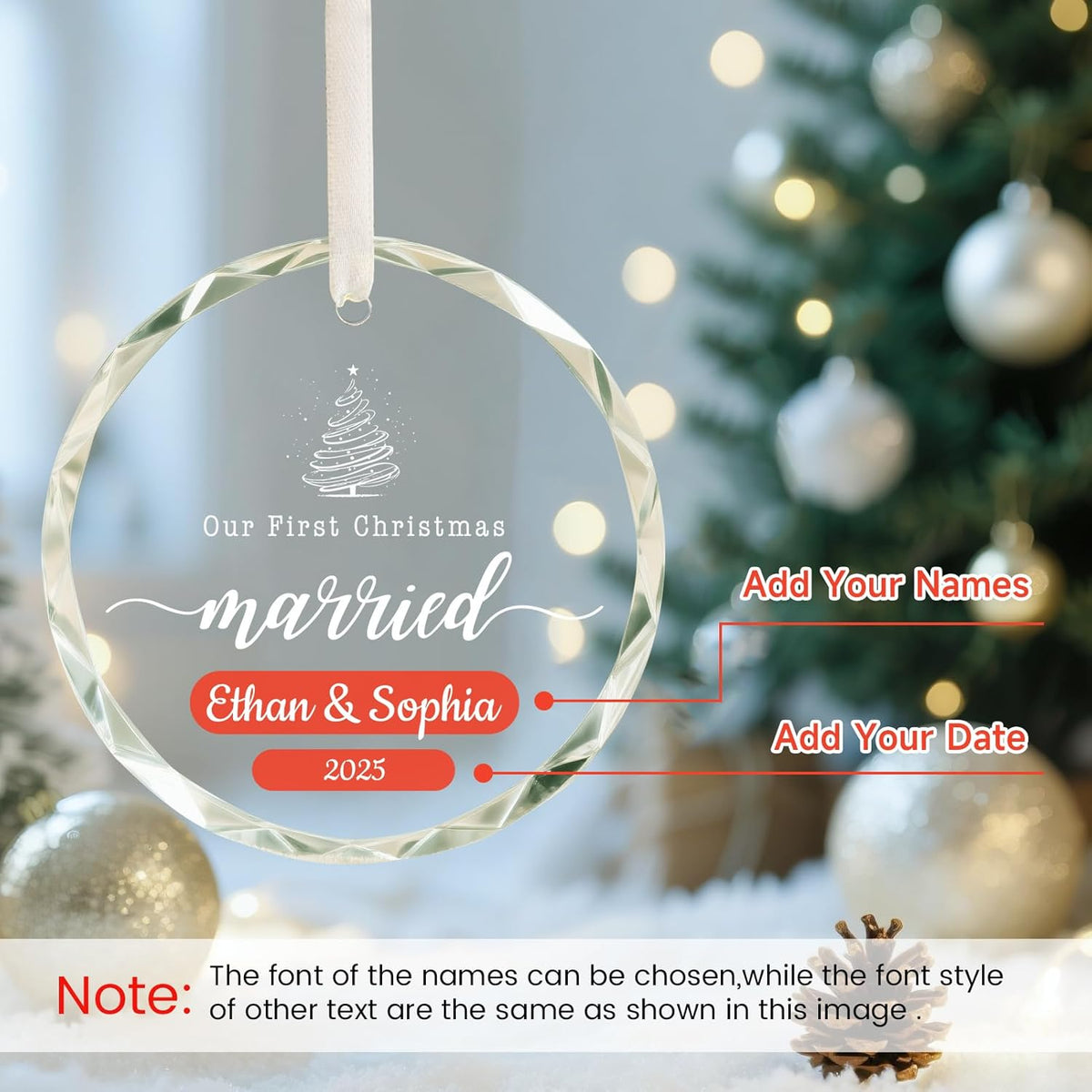 First Christmas Married Ornament 2025, Bridal Shower Gifts, Custom Christmas Ornament 2025 Just