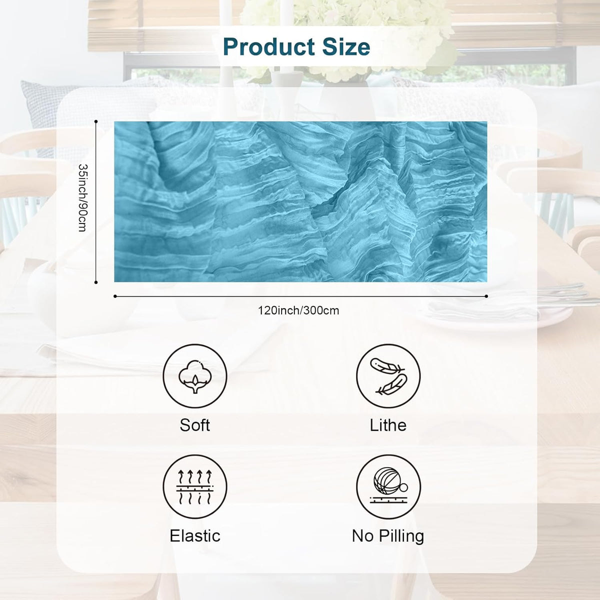 10 Pack Baby Blue Cheesecloth Table Runner 35x120 Inch 10Ft Rustic Gauze Cheese Cloth Table Runner
